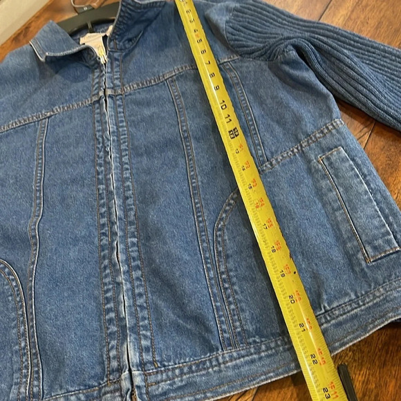 Vintage Coldwater creek jean jacket sweater zip Jeans blue Denim knit back sz M - Picture 12 of 13